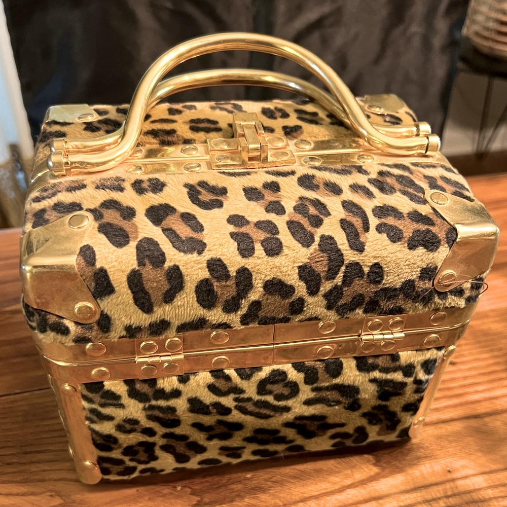 1980s Leopard print box purse